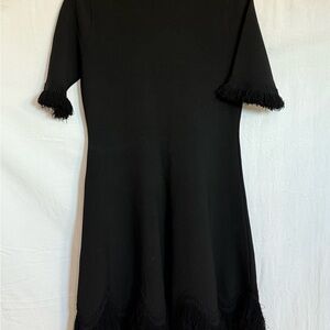 Ulla Johnson Black Fringe Long Sleeve Dress